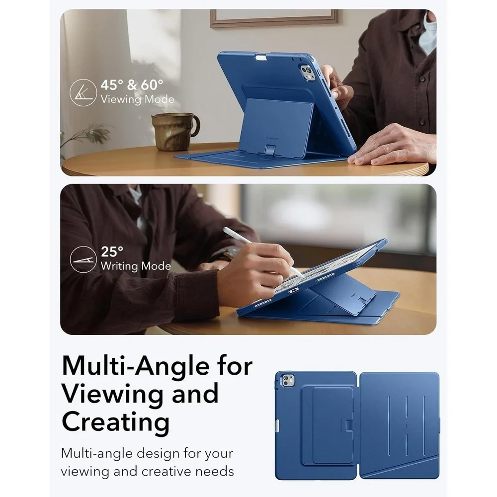 ESR iPad Pro 13 Case M5 M4 Blue Flip Stand Cover Pencil Holder Slim